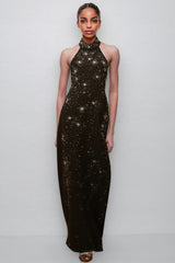 Miley Black Embellished Skinny Cut Maxi Dress