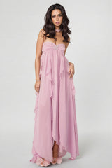 Chic Purple Irregular Ruffled Maxi Dress