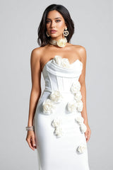 Islay White Rose Off Shoulder Maxi Dress