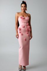 Oga Sleeveless Flowers Bandage Maxi Dress