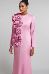 Samala 3D Floral Satin Maxi Dress