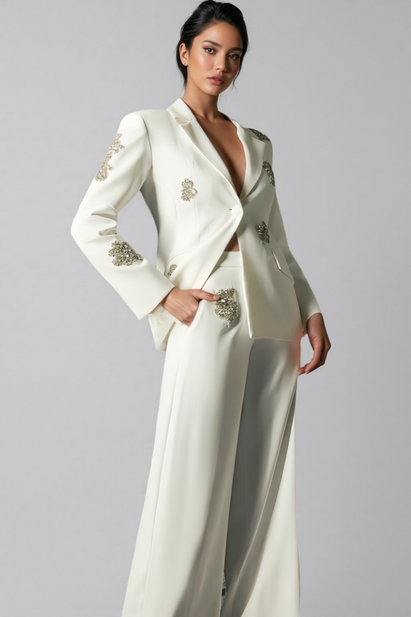 Vena Diamond-Studded Blazer Set