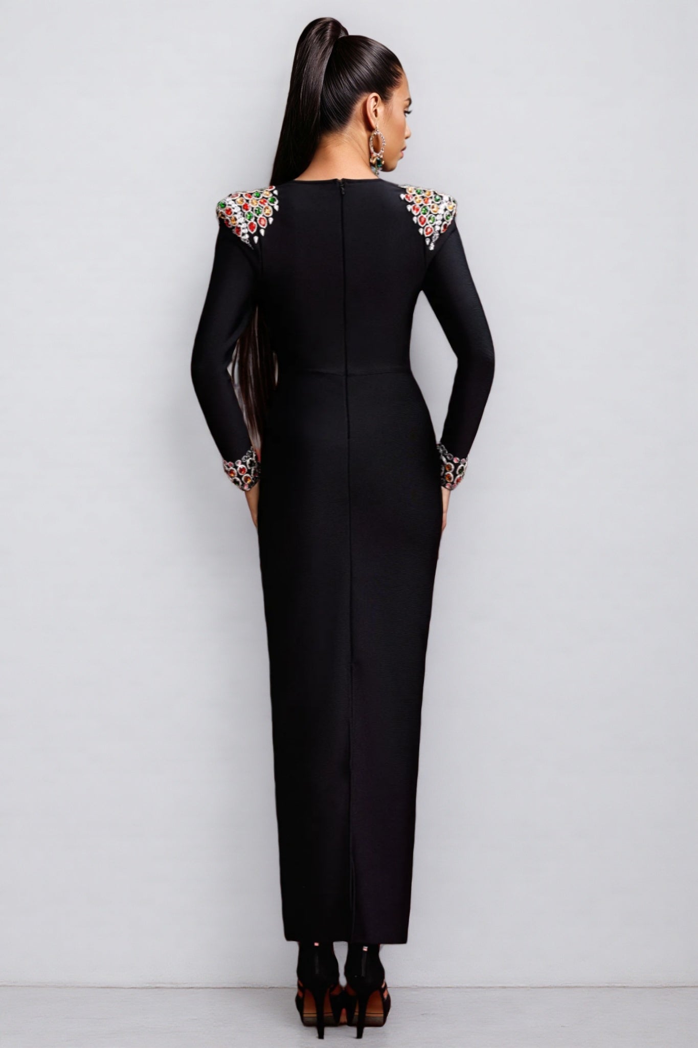 Fayie Rhinestones Bandage Midi Dress