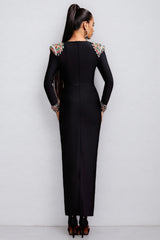 Fayie Rhinestones Bandage Midi Dress