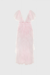 Chlos Pink Lace Mesh Maxi Dress