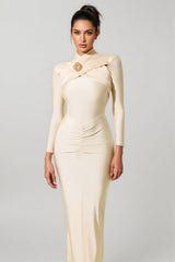 Damar Knotted Long Sleeve Midi Dress