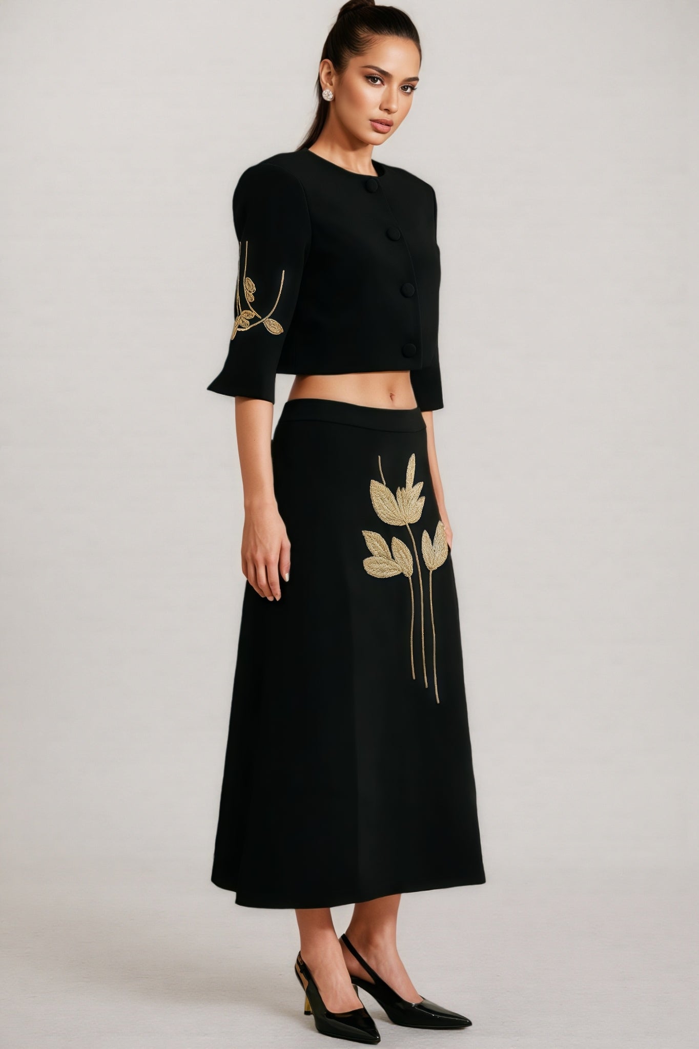 Robin Black Jacket and Skirt Set