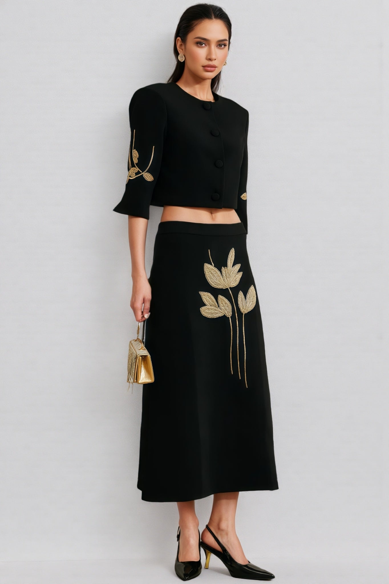 Robin Black Jacket and Skirt Set