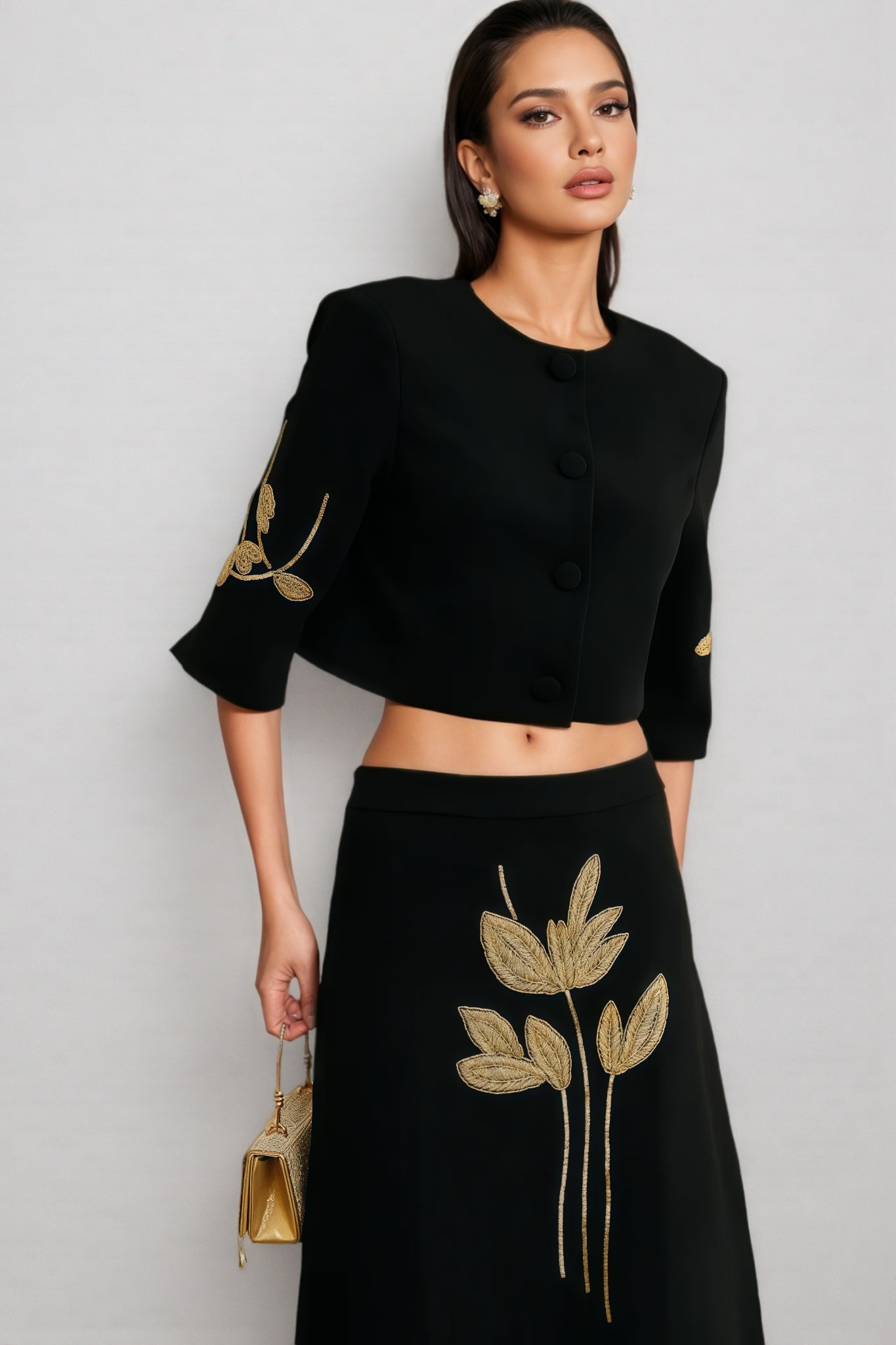 Robin Black Jacket and Skirt Set