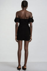Cassia Black Floral Embroidered Mini Dress
