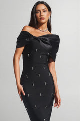 Elerid Diamond Bow Bandage Maxi Dress