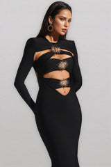Claide Hollow Out Fishtail Bandage Maxi Dress