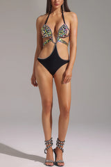 Whitaker Halter Diamond Hollow Out Swimsuit
