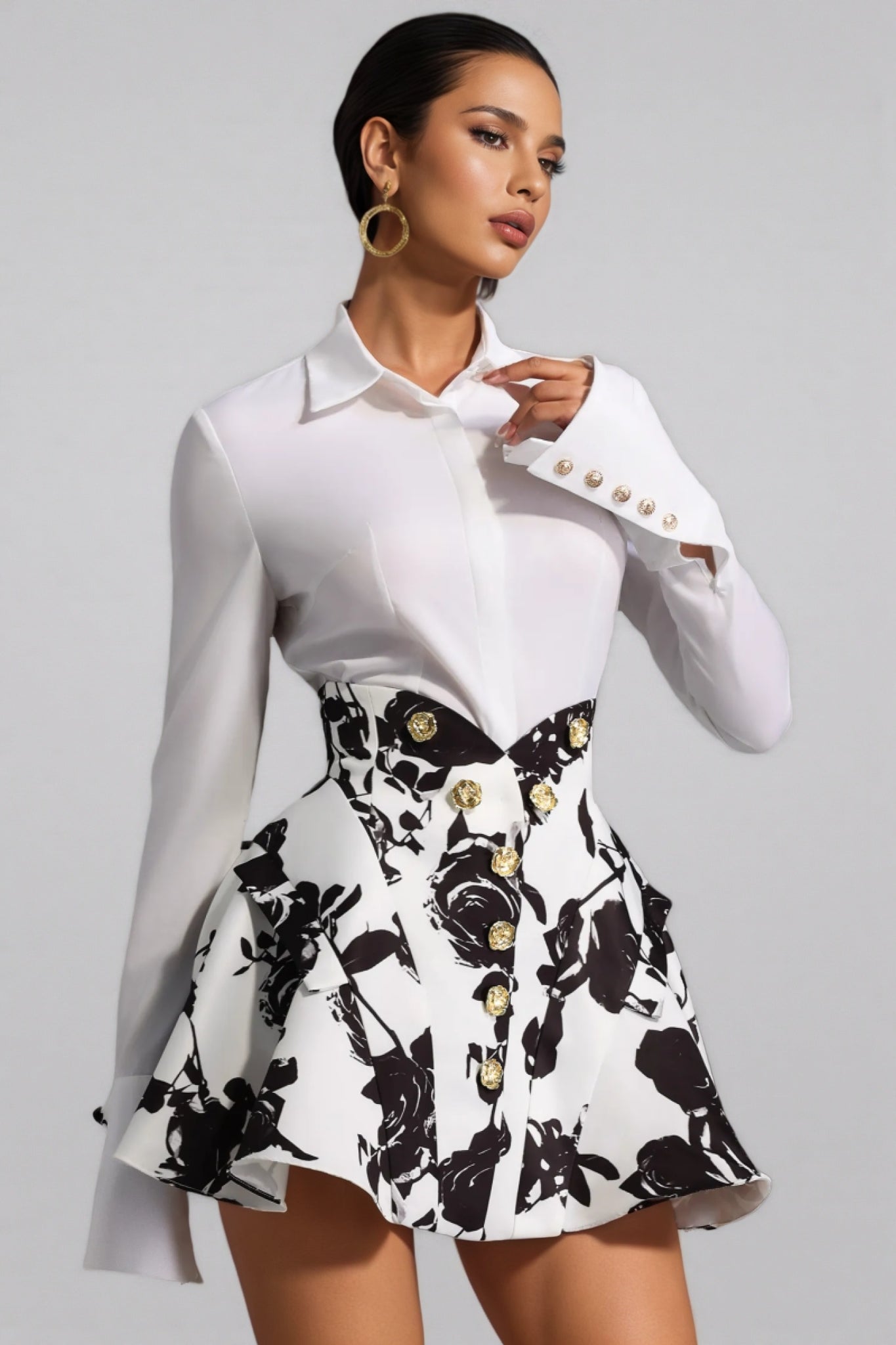 Zylah Long Sleeve Printing Mini Two-Piece Set