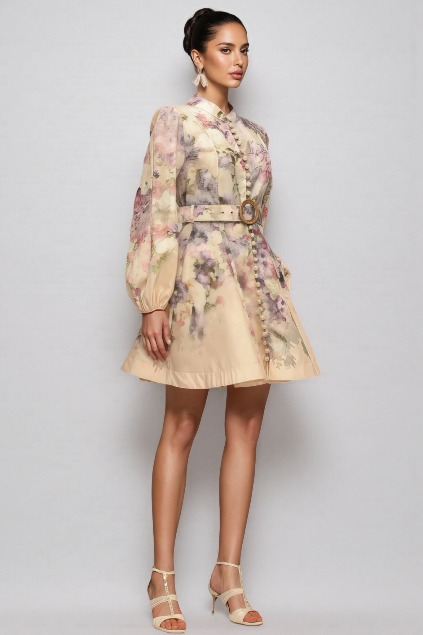 Eliza Single-Breasted Printed Mini Dress