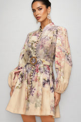 Eliza Single-Breasted Printed Mini Dress