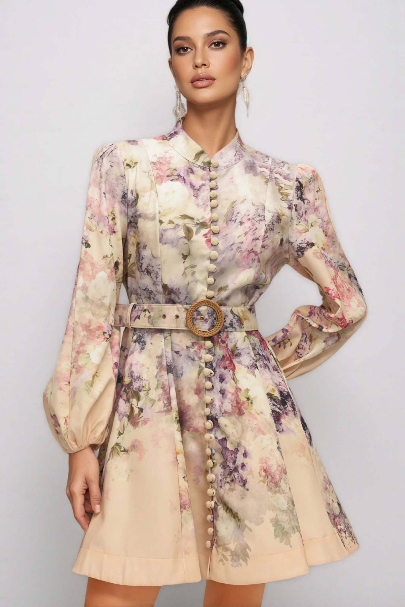 Eliza Single-Breasted Printed Mini Dress