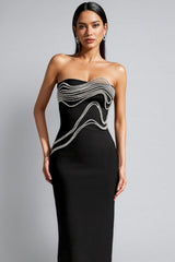 Kynatr Sleeveless Diamond Bandage Maxi Dress