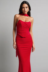 Xlyia Sleeveless Halter Maxi Dress Two-Piece Set