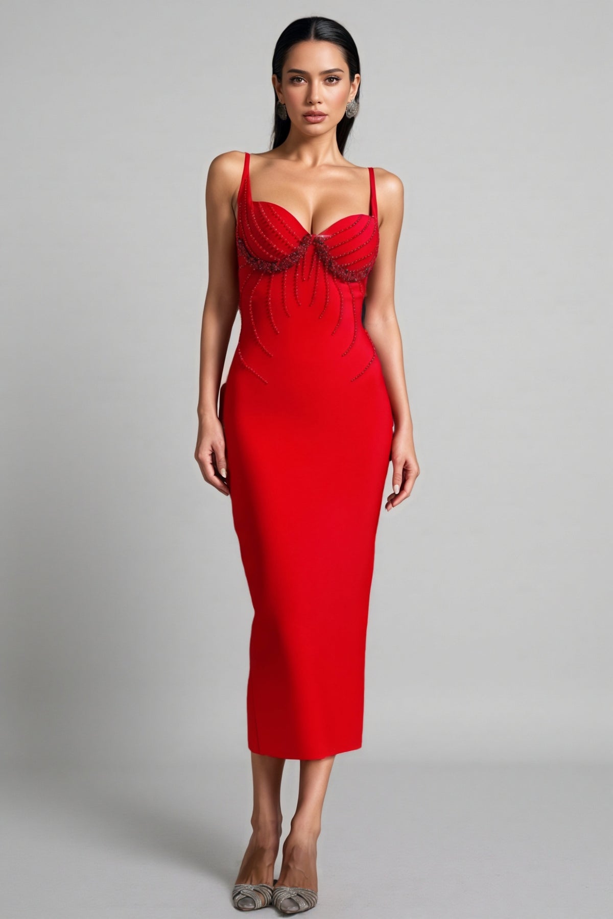 Georgiana Sleeveless Diamond Bandage Maxi Dress