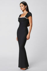 Lieve Short Sleeve Diamond Bandage Maxi Dress