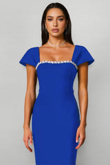 Gloria Blue Diamond Bandage Maxi Dress