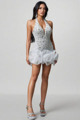 Ilor V-neck Diamond Flowers Mini Dress