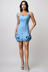 Dazie Sleeveless Diamond Flowers Mini Dress