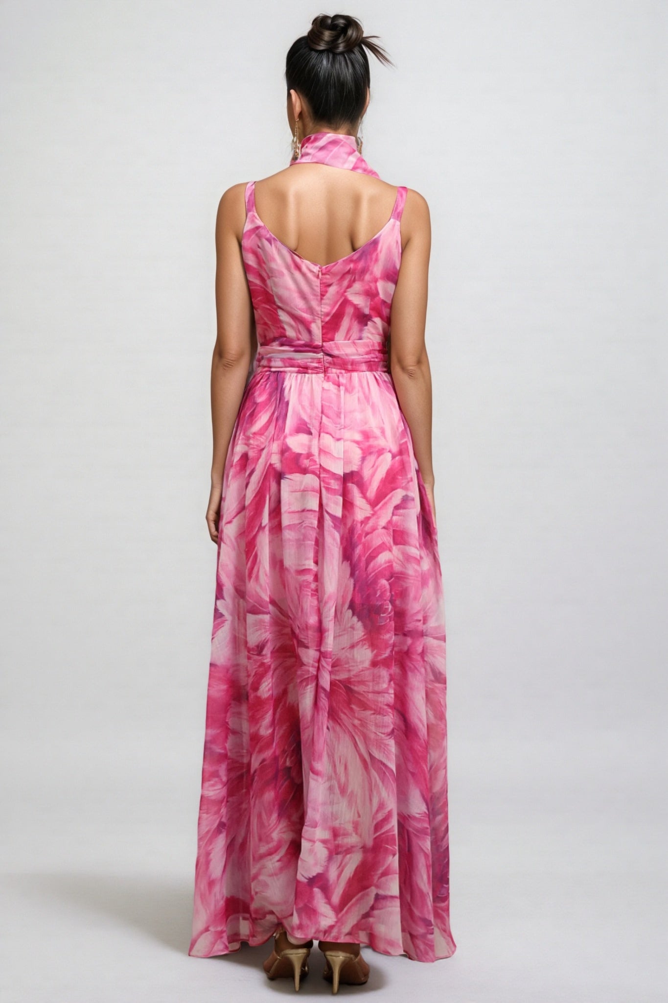 Tereza Halter Printed Streamer Maxi Dress