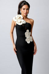Caldlt Flowers High Slit One Shoulder Bandage Maxi Dress