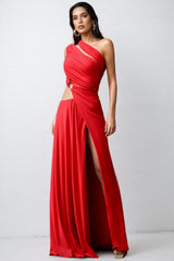 Qexara High Slit Hollowed-out Maxi Dress