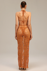 Zimino Orange Cutout Bikini Three Piece Set