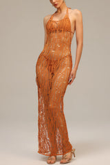 Zimino Orange Cutout Bikini Three Piece Set