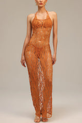Zimino Orange Cutout Bikini Three Piece Set
