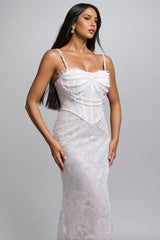 Elowety Sleeveless Lace Slit Maxi Dress