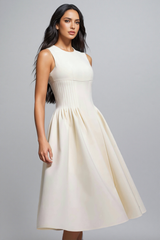Vespet Fold Close-fitting Sleeveless Midi Dress