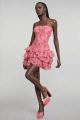 Rivenk 3D Flower Smocking Mini Dress