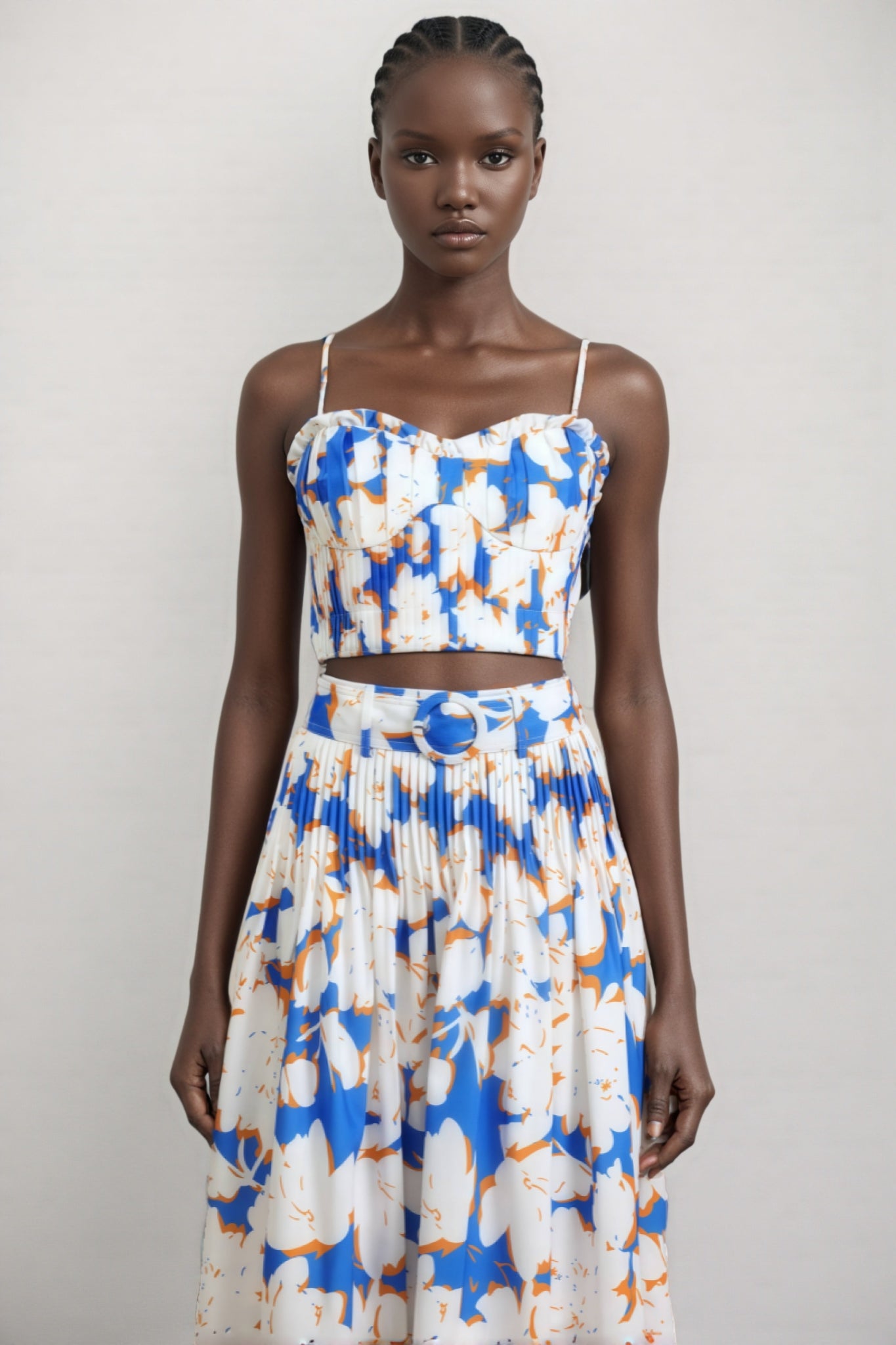 Embet Floral Print Puffy Sleeve Maxi Dress Set