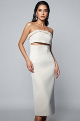 Quinety Strapless Hollow Midi Dress