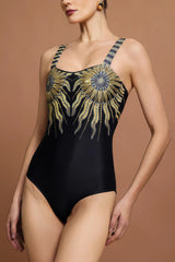 Veva Halter Sequin Sun Printed Two-Piece Set