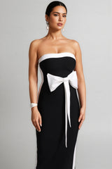 Lala Bandage Strapless Bow Maxi Dress