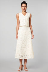 Dixie V-Neck Sleeveless Flowers Top Midi Dress Set