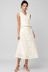 Dixie V-Neck Sleeveless Flowers Top Midi Dress Set