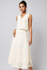 Dixie V-Neck Sleeveless Flowers Top Midi Dress Set