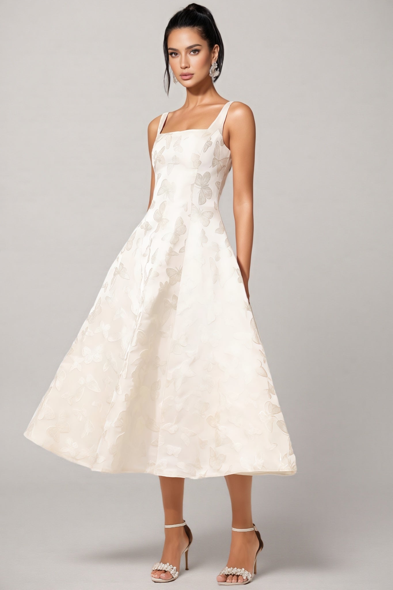 Perrine Halter Jacquard Midi Dress