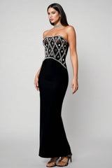 Mio Sleeveless Diamond Bandage Maxi Dress
