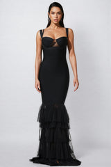 Rheak Fish Tail Mesh Yarn Bandage Maxi Dress