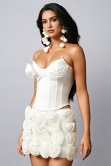 Quer Strapless 3D Flower Mini Dress