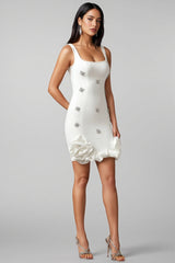 Gearoid Sleeveless Diamond Flowers Mini Dress