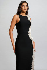 Yui Sleeveless Hollow Out Flowers Slit Bandage Maxi Dress